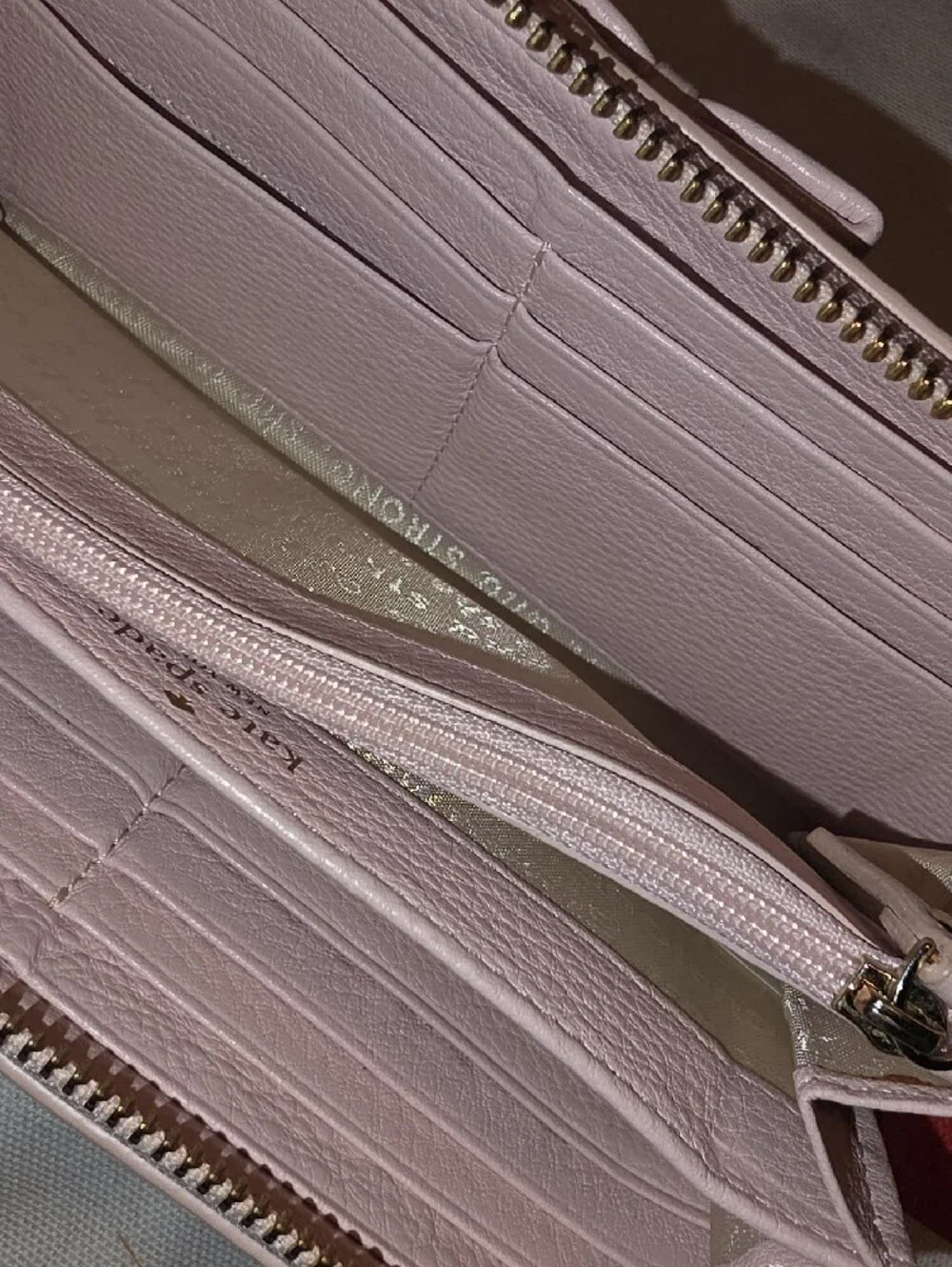 kate spade ♠️ Blush Pink Pebbled Zip Wallet
